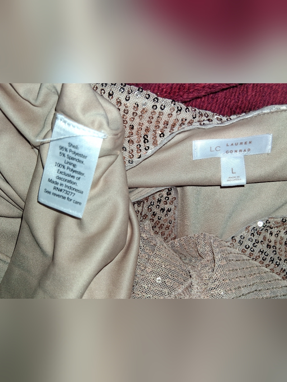 LC Lauren Conrad Tara Tan Party Mini Dress.Size Large Women's - Picture 7 of 12